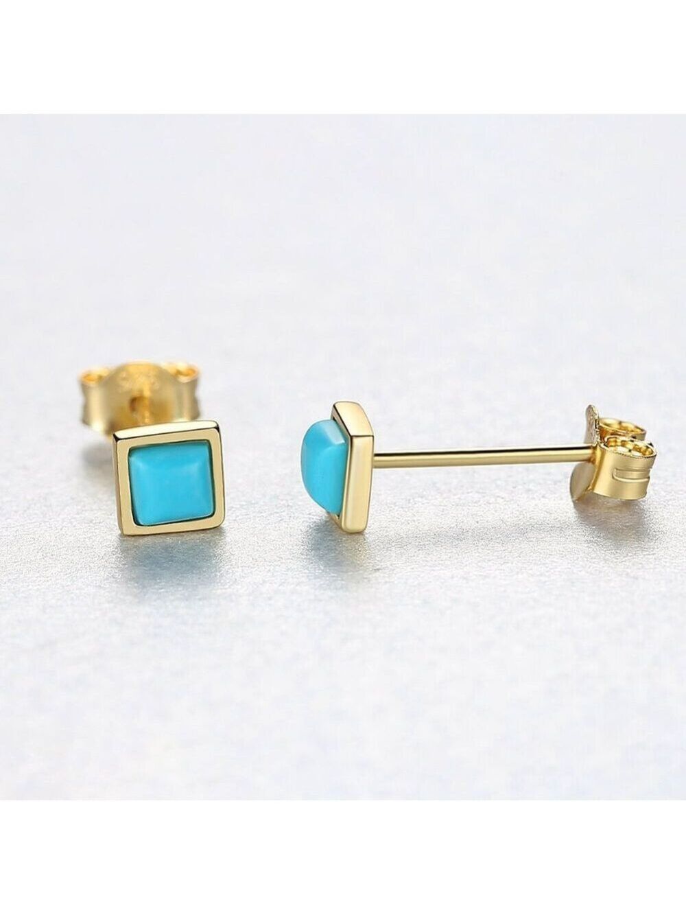3mm Sterling Silver Square Opal Stud Earrings - Picture 6 of 6